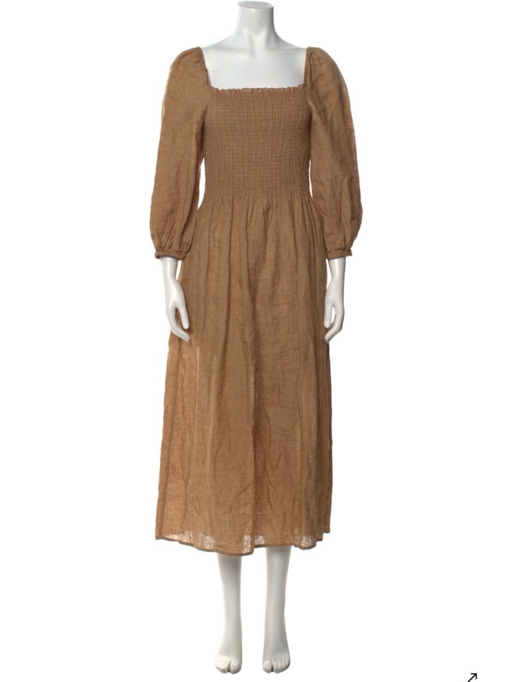 ANN MASHBURN 100% Linen Square Neck Dress VGUC